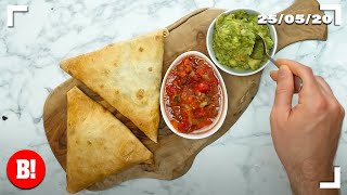 Giant Burrito Samosas (Vegan Party Food) - BOSH! LIVE