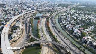 Aerial Shot of Kuril Flyover Dhaka. Stock Footage of Kuril Flyover. Road and Transportation in Dhaka