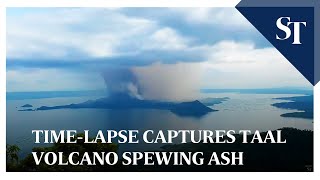 Time-lapse captures Philippines' Taal volcano spewing ash