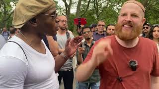 Zonist Joseph confronted by non Muslim visitor| Speakers corner # plestaine and Israel part 2