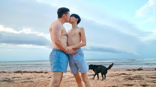 kissing my husband at the beach