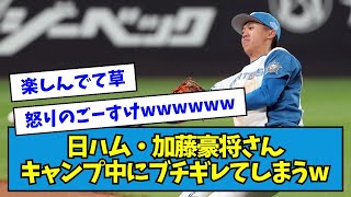 【激怒】日ハム・加藤豪将さん、キャンプ中にブチギレてしまうwwwww【なんJ反応】