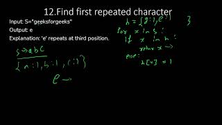 12.Find first repeated character | Hashing | Python | GFG | Must Do Coding Interview Questions