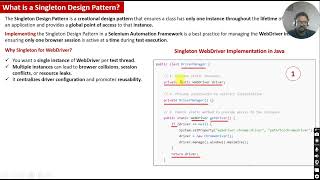 What is Singleton Design Pattern for Automation Framework? Real Time Example of Use in Framework.