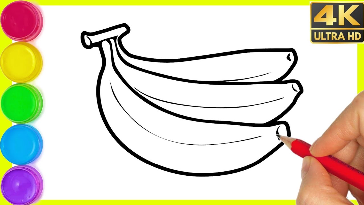 How To Draw A Banana Step By Step || Banana Fruits Drawing With Colour ...