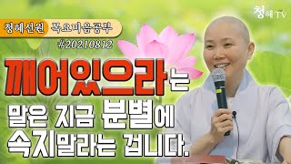 2021.08.12 [청혜선원] 목요공부ㅣ금강경 제7분.얻을 것도 없고 말 할 것도 없다. \