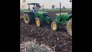 Two Johndeere Tractors Pulls Heavy Loaded Trolley 🔥#tractor #johndeere #pulls #heavy #weight