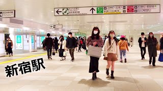 4K 新宿駅 東西自由通路（JR西改札）/ East-West Passageway at Shinjuku Station: JR West Gate in Tokyo Japan 4k 60fps