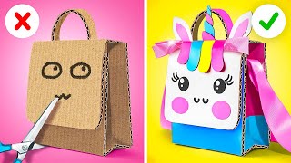 PARENTING HACKS AND GADGETS|Rich vs Poor Cardboard Crafts with Unicorns for Parents by 123 GO!