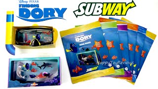 2016 SUBWAY DISNEY PIXAR FINDING DORY MOVIE KIDS MEAL TOYS SET 6 RESTAURANT TOY COLLECTION REVIEW