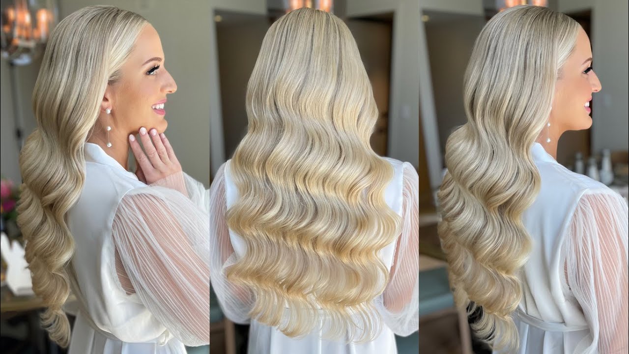 Hollywood Waves Hair Tutorial Middle Part Volume Hair Youtube