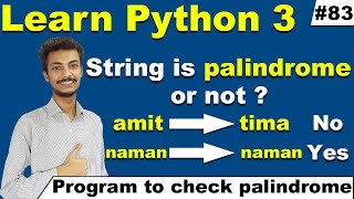 Python program to check a string is Palindrome or Not in Hindi/ Urdu, Python Tutorial,Cyber Warriors