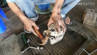 ไฟรูปแบตเตอรี่โชว์ ซ่อมไดชาร์จ Toyota hilux tiger D4D 2.5MT 4WD (repair alternator) ตอนที่1