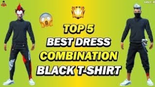 free fire top 5 Best dress combination With Black T-shirt 👕🤩