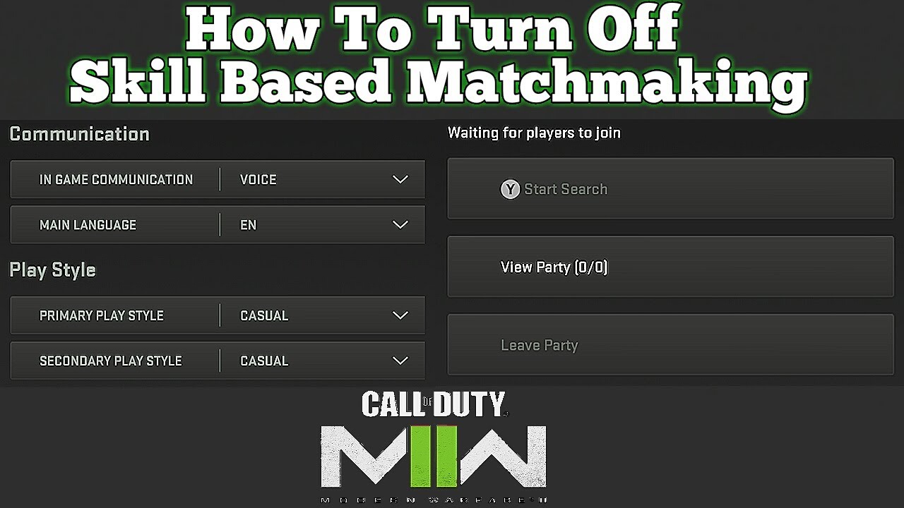 How To Turn Off Skill Based Matchmaking On Modern Warfare 2 - YouTube