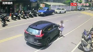 沒被車撞到還能空中翻轉360度 碰瓷男這下GG了(民眾提供)