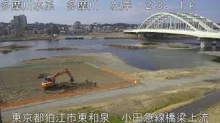 多摩川 小田急線橋梁上流 (2022/03/04) 定点観測 Tamagawa River Live Camera