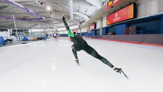 Speed skating behind Jenning De Boo I 60km/h