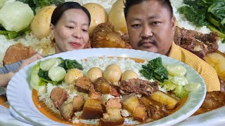 Smoked Pork With Axone | Boiled Eggs | Naga Mukbang