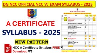 ncc a certificate mcq exam syllabus 2025 | ncc A MCQ exam Syllabus 2025 | NCC A Exam syllabus hindi