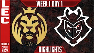 MDK vs G2 Highlights | LEC W1D1 Summer 2024 | MAD Lions KOI vs G2 Esports Week 1
