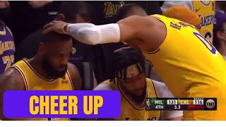 Westbrook uplifting Lebron and Davis after  losing by a big margin - Lakers vs Bucks