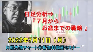 日足分析⇒『７月からお盆までの戦略 』 2022年7月11日（月）　日経先物チャート分析無料動画セミナー