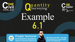 DAE CIVIL 232 Quantity Surveying Chapter no 6 Example no 6.1