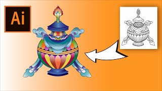 How to design Pumpa in Adobe illustrator|Tibetan Digital Art བུམ་པ་ཇུས་འགོད་བྱ་ཚུལ།