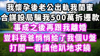 我懷孕後老公出軌我閨蜜，合謀設局騙我500萬拆遷款，事成之後再跟我離婚，豈料我爸悄悄給了我個U盤，打開一看讓他趴地求饒#情感秘密 #情感 #民间故事 #深夜故事#出轨#小三#家庭 #中年