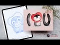 Digital Painting Tutorial. Procreate for Beginners. Cute Penguin Illustration. Valentine's Card