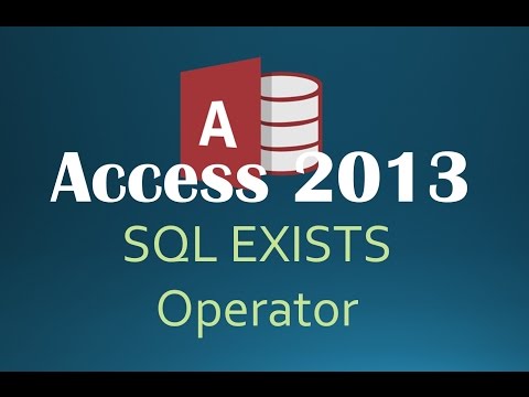 67. SQL - The EXISTS Operator (Programming In Access 2013) 67. SQL - The EXISTS Operator (Programming In Access 2013)