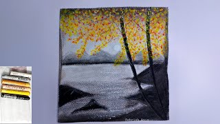Oil Pastel Drawing, Beginners Art Tutorial Realistic Nightscape (step by step)painting/Drawing