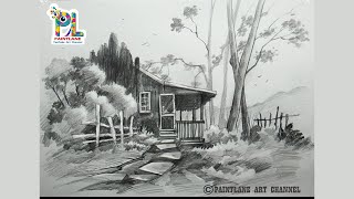 Pencil Drawing and Shading Landscape Art || How to Draw Scenery Art | Pencil Art Tutorial