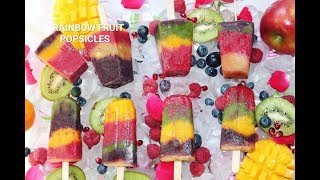 Rainbow Fruit Popsicles | Just 2 ingredients Popsicles | Fruit ice lollies | homemade pops | IVC #12