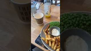 Fish \u0026  chips breakfast at Marks \u0026 Spencer, London! Nothing beats a classic British meal.