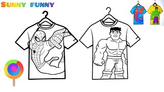 Marvel Spider Man T-Shirt VS Hulk T-Shirt Coloring Pages / How To Draw Spider Man and Hulk