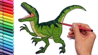 Drawing and coloring dinosaur | how to draw dinosaur | dinosaur drawing | T Rex | Nest learners