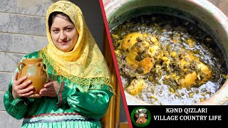 Village Cooking ; Cooking Garlic broth with chicken ♧ Rural food ♧ Azerbaijan Cooking