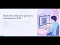 React Native Interview Questions & Answers 2026 | Beginner to Pro Guide | PART 1