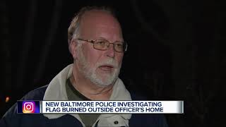 Police search for whomever burned a Thin Blue Line American Flag