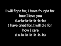 Lady Gaga Americano Lyrics on screen