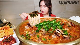 SUB) 땡초듬뿍 얼큰한 술국🌶 흰쌀밥 \u0026 소면까지 왕창 (ft.쏘주가 빠질 수 없지) 먹방 SPICY NOODLE SOUP KIMCHI REAL SOUND ASMR MUKBANG