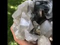 black calcite on dolomite with pyrite from chivor mine colombia