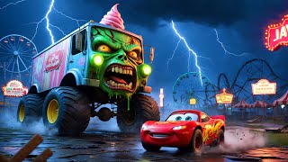 Big & Small vs Epic Escape: McQueen and Big Magnet VS ZOMBIE ICECREAM TRUCK Eater Cars BeamNG.Drive