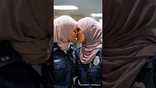 Two policewoman with HIJAB KISSING with passion ❤️💋