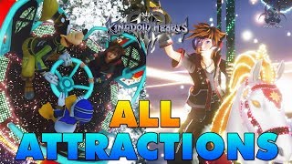 Kingdom Hearts 3 - All Attractions \u0026 Their Finishers