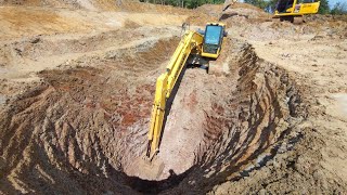 ลงในฝังตัว! ขุดสุดบูม เจาะสะดือธนาคารน้ำ กับ KOMATSU PC210-10MO