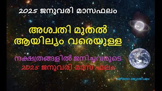 2025 ജനുവരി മാസഫലം:- അശ്വതി മുതൽ ആയില്യം വരെയുള്ള നക്ഷത്രക്കാരുടെ; ജനുവരി മാസത്തെ തൽക്കാല  ഫലം