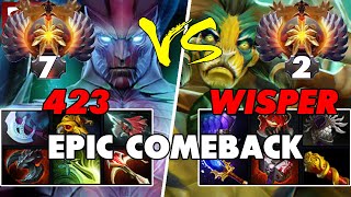 423 (TERRORBLADE) Carry vs WISPER (ELDER TITAN) Off - Epic Battle Of Top Dota 2 Players - Z Dota 2